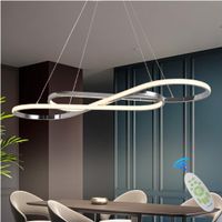Lampa wisząca LED 57 W regulowana nowoczesna srebrna SXQYSM z pilotem