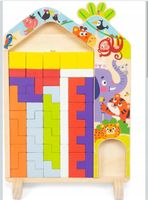 Puzzle Drewniane Klocki Układanka Montessori Tetris Zestaw Gra Logiczna