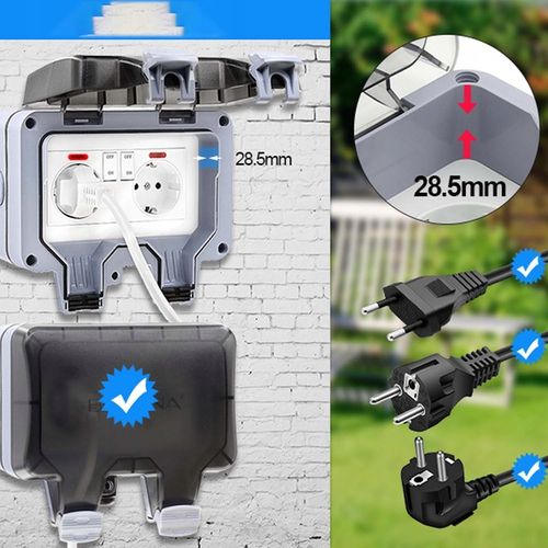 PODWÓJNE GNIAZDKO IP66 OGRODOWE ZEWNĘTRZNE WODOSZCZELNE GNIAZDO 230V na Arena.pl