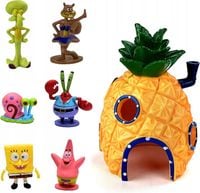FIGURKI DO AKWARIUM DOMEK ANANAS SPONGE BOB - ZESTAW 7 SZT