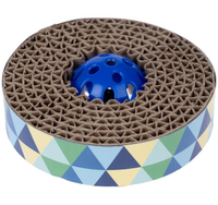 SPIN & SCRATCH Drapak kartonowy z piłką z dzwonkiem zabawka dla kota 4 cm