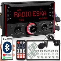 RADIO SAMOCHODOWE 2-DIN BLUETOOTH USB SD RDS LCD RGB MIKROFON PILOT ZESTAW