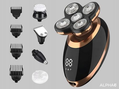 Golarka Męska 5W1 Maszynka do Golenia Brody, Włosów i Głowy - Trymer Alpha na Arena.pl