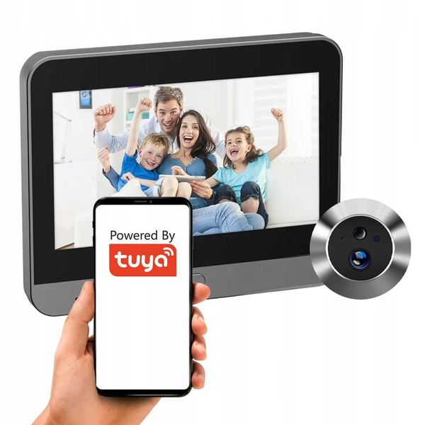 Inteligentny Wizjer Judasz Do Drzwi Kamera 4.3" z Ekranem PIR WiFi TUYA zdjęcie 1