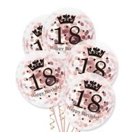 Przezroczyste balony z konfetti rose gold różowe złoto 18 urodziny, 30 cm 3 szt.