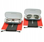 2x ETUI SZARE Markowe Futerał na okulary + 2x ŚCIERECZKA + 2x POKROWIEC