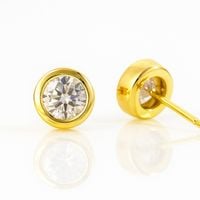 kolczyki ze stali szlachetnej pozłacane 14k złotem, cyrkonie kst3470