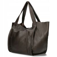 Torebka Skórzana Worek Skóra 2w1 Kosmetyczka CZEKOLADOWA