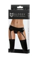 błyszczący pas do pończoch i majtki wetlook glossy almira czarny s