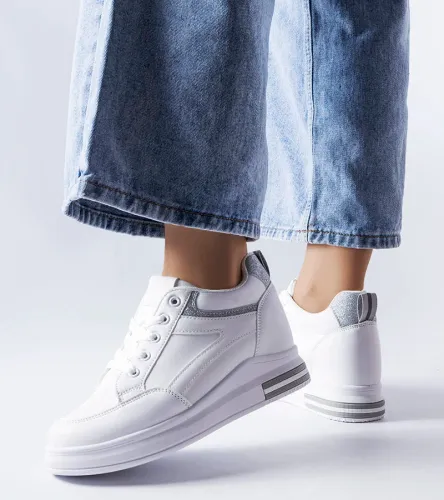Białe sneakersy z brokatowymi wstawkami Bonevil 41 na Arena.pl