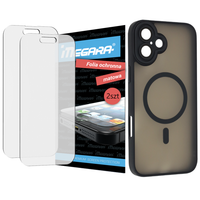 folia do iphone 16 plus ochronna matowa + magsafe etui czarne tpu