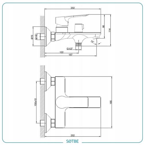 Wannowe baterie ścienne Kran do wanny ceramiczny przełącznik SOTBE NEA-BWO na Arena.pl