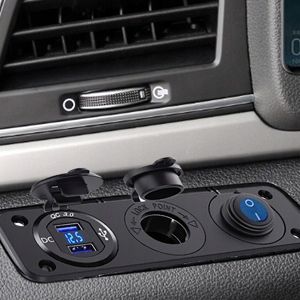 GNIAZDO ZAPALNICZKI Ładowarka USB 2xQC 3.0 WOLTOMIERZ PANEL 3 12/24V Kable na Arena.pl