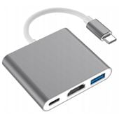 adapter, 3 w 1, usb typu c, do hdmi, space grey, co2