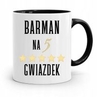 Kubek Czarny Barmana Barman Na 5 Gwiazdek Prezent Z Nadrukiem Ze Zdjęciem