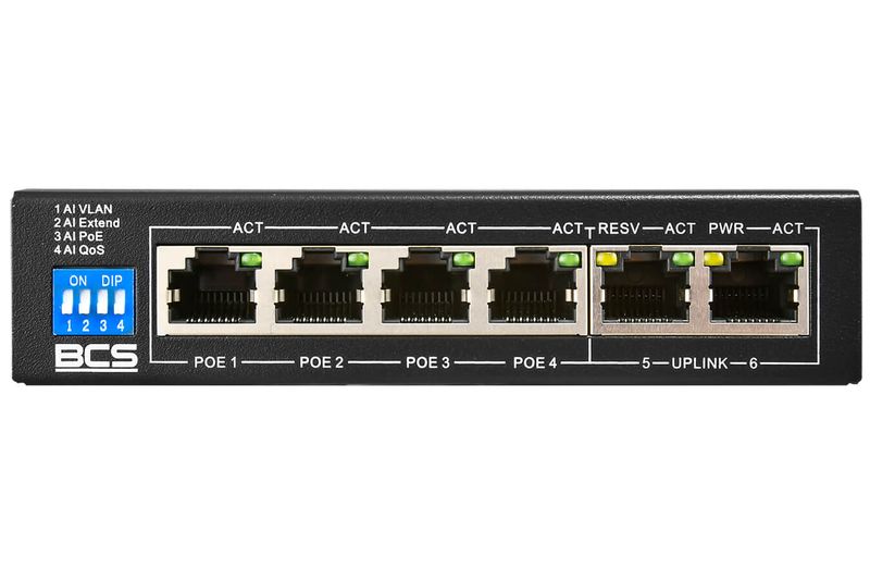 Switch PoE dla 4 kamer IP BCS-B-SP0402 4xPoE+ 60W zdjęcie 2