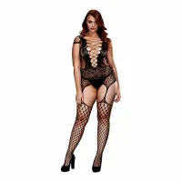 baci bodystocking queen size siateczkowy z motywem gorsetu i pończoch