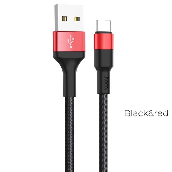 Kabel USB A do USB C Hoco 2A 1 m X26 czarno czerwony zdjęcie 1