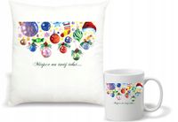 Zestaw PODUSZKA + KUBEK z nadrukiem PREZENT NA ŚWIĘTA TWÓJ WŁASNY TEKST