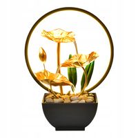 Fontanna stołowa z liściem lotosu 28 cm LED boho
