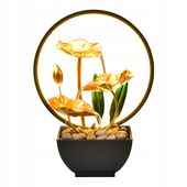 Fontanna stołowa z liściem lotosu 28 cm LED boho