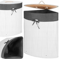 KOSZ BAMBUSOWY NA PRANIE BIELIZNĘ NAROŻNY Z POKRYWĄ POJEMNIK DUŻY 60L