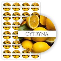 ETYKIETY etykietki arkusz naklejek samoprzylepne CYTRYNA 24 szt.
