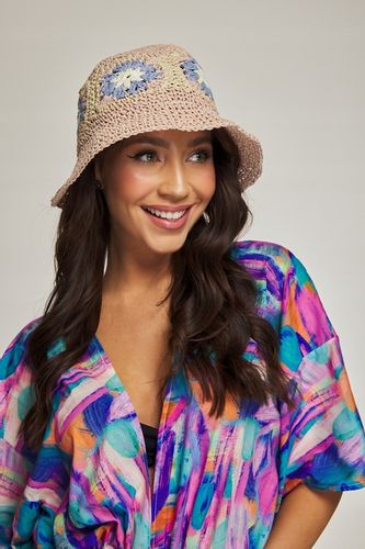 KAPELUSZ SŁOMKOWY EKO SŁOMKA bucket hat w kwiaty na Arena.pl