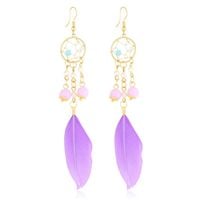 Kolczyki z piórkami Łapacze Snów 12 cm fioletowe