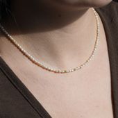 Naszyjnik - Białe Perły hodowane i srebro złocone