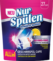 Skuteczne kapsułki tabletki do zmywarki ALL IN ONE lemon 27 szt Nur Spülen