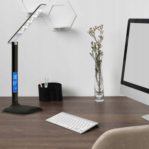 LAMPKA LED BIURKOWA SZKOLNA BIURKO WYŚWIETLACZ LCD ZEGAR DATA TEMPERATURA na Arena.pl