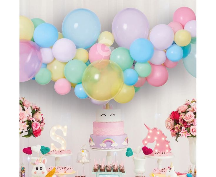 Girlanda balonowa DIY pastelowa kolorowa jasna na urodziny 65 balonów na Arena.pl