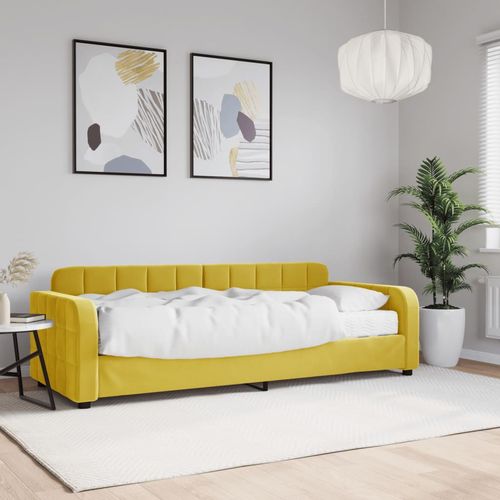 Sofa z materacem do spania, żółta, 80x200 cm, aksamit na Arena.pl