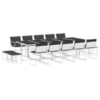 15-cz. zestaw mebli ogrodowych z poduszkami, biały, textilene