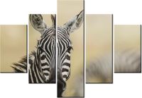 70 100CM OBRAZ 5 ELEM ZEBRA DRUK PŁÓTNO