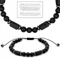 Bransoletka męska koraliki TURMALIN LAWA WULKANICZNA kamienie - regulowana