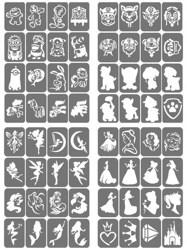 Szablony do tatuaży brokatowych, Tatuaże brokatowe - mix 50 sztuk na Arena.pl