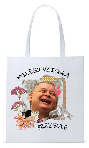 Śmieszny Pis Kaczyński Torba Eco Biała Shopper Z Nadrukiem Ze Zdjęciem na Arena.pl