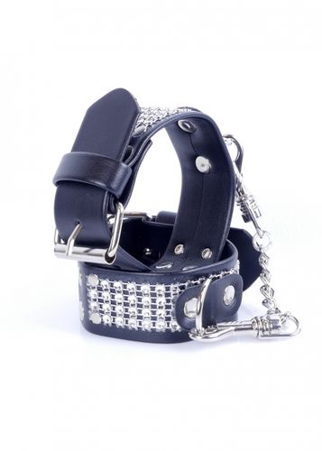 fetish b   series handcuffs with cristals 3 cm silver na Arena.pl