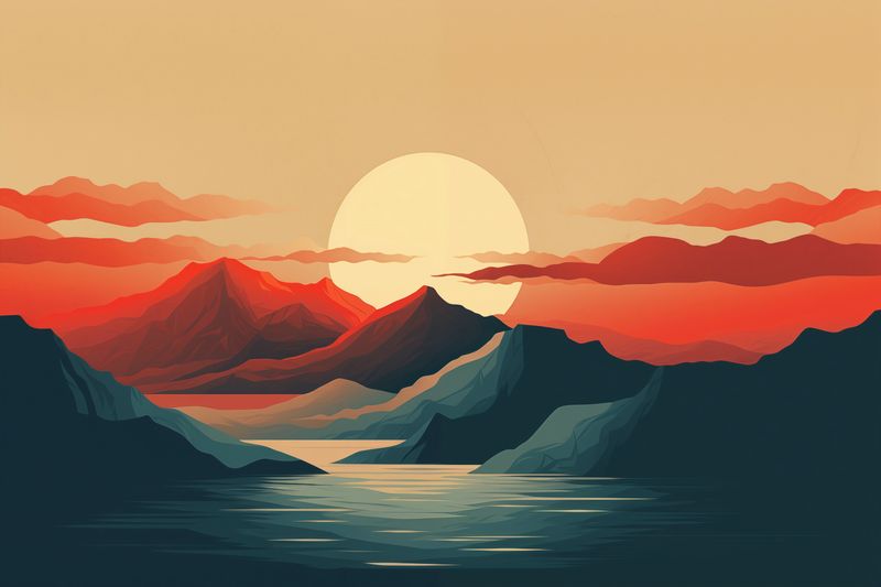 Plakat 30x20cm Zachód Słońca nad Górami zdjęcie 1