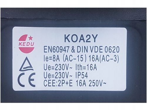 WYŁĄCZNIK włącznik SILNIK 1 faz. 230V KOA2Y KEDU jednofazowy przekaźnik JD4 na Arena.pl