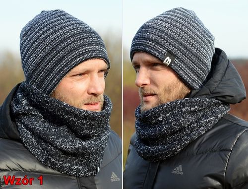 Ciepły POLSKI MĘSKI KOMPLET CZAPKA KOMIN zestaw szalik Tuba KOLORY k5 na Arena.pl