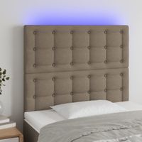 Zagłówek do łóżka z LED, taupe, 80x5x118/128 cm, tkanina