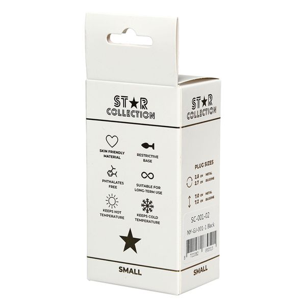 Star Collection - Black Silicone Anal Plug S - Pink Stone zdjęcie 2