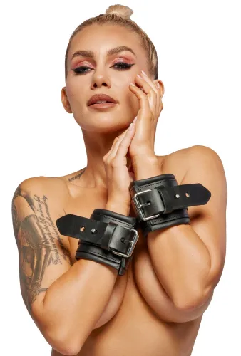 zado kajdanki skorzane czarne, regulowane, szerokość 5 cm na Arena.pl