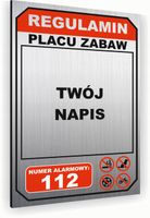 Tabliczka znak informacyjny 30x20 REGULAMIN PLACU ZABAW Dibond NADRUK UV