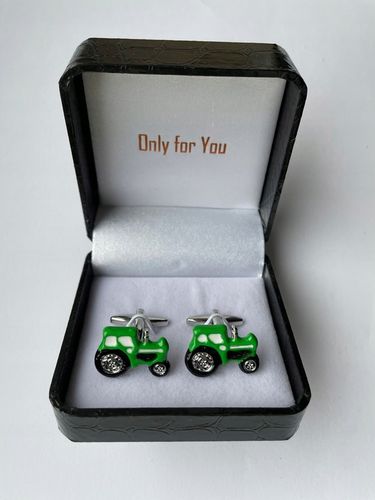 Spinki do mankietów EXC Traktor John Deere Green dla rolnika + prezent etui na Arena.pl