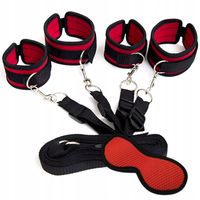 ZESTAW BONDAGE DO ŁÓŻKA, PASY Z KAJDANKAMI NA RĘCE I NOGI MASKA NA