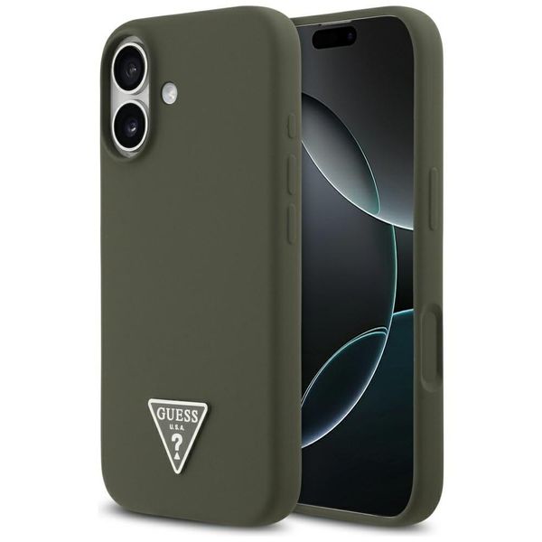 Etui Guess Silicone Triangle Logo MagSafe do iPhone 17 khaki zdjęcie 1